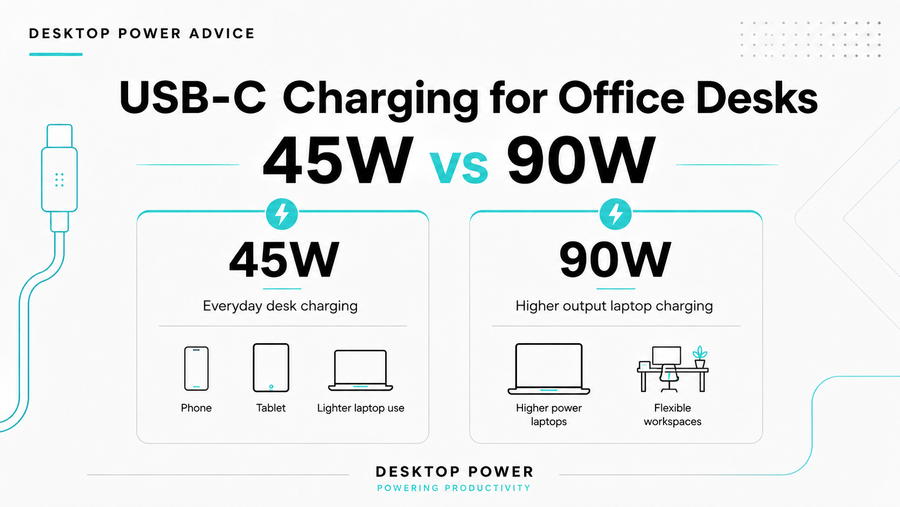 45W vs 90W USB-C charging comparison for office desks