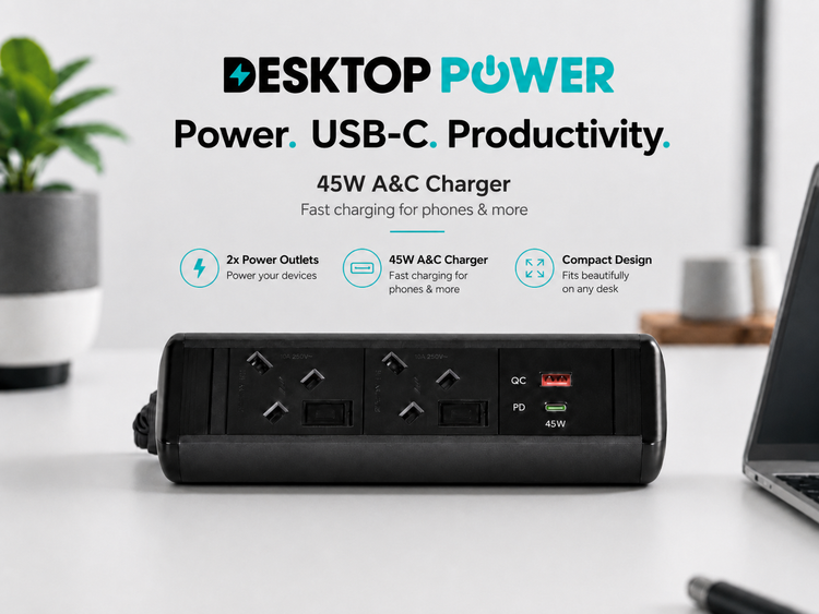 Desktop Power | On Desk, In Desk, Under Desk | Power, Data and USB